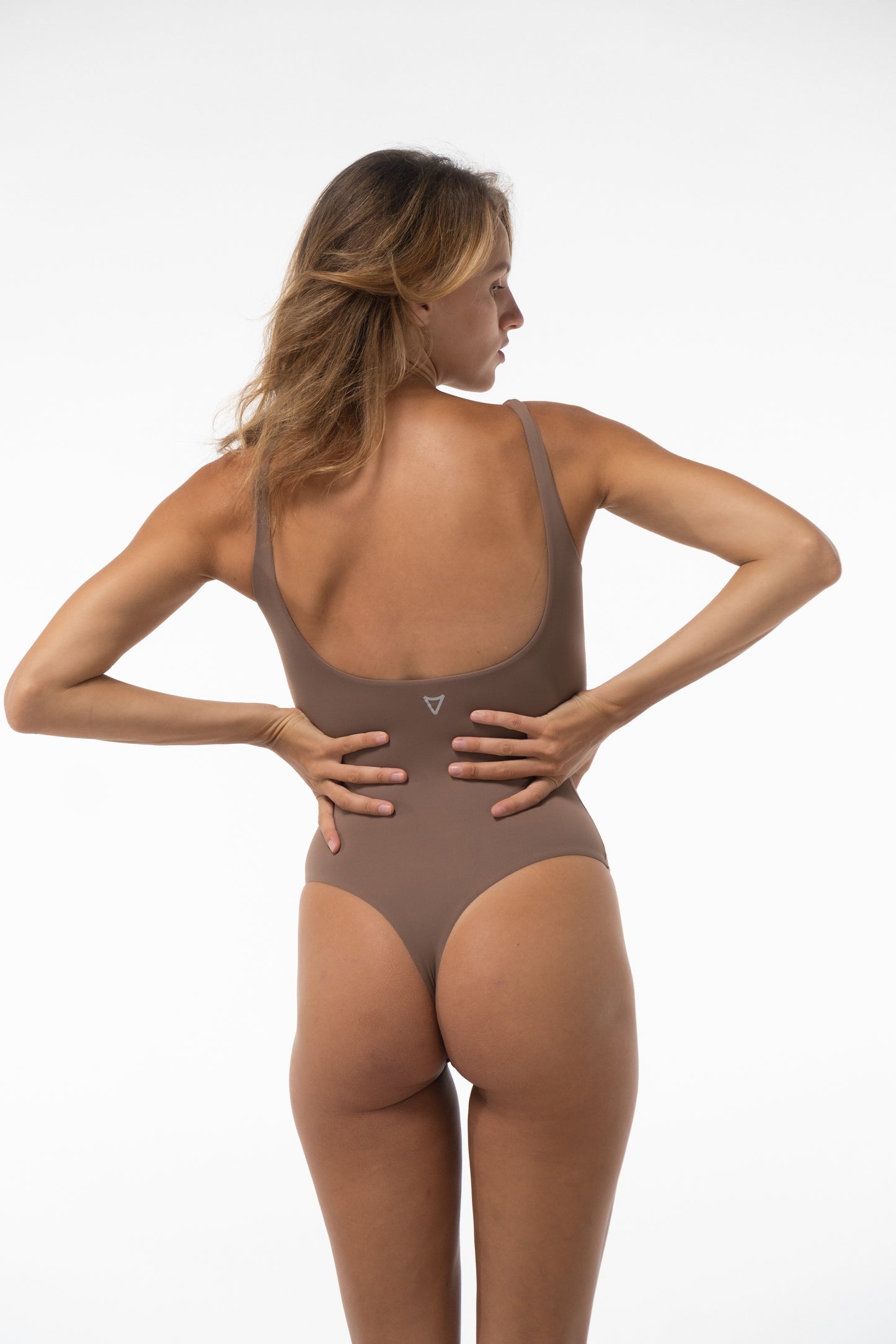 SCOOP NECK BODYSUIT WIDE STRAPS KHAKI