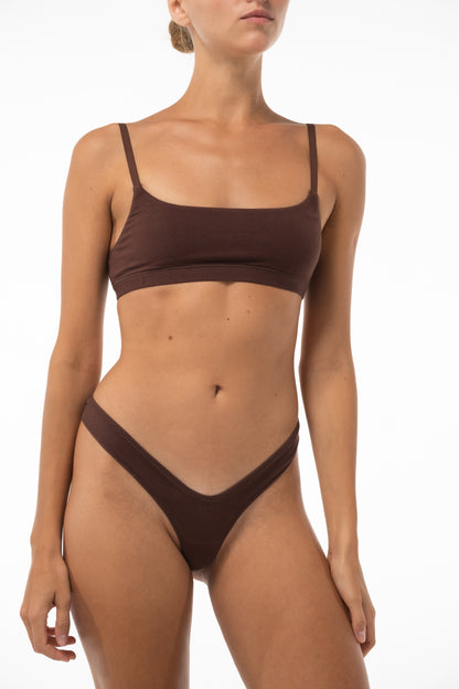 COTTON THONG BROWN